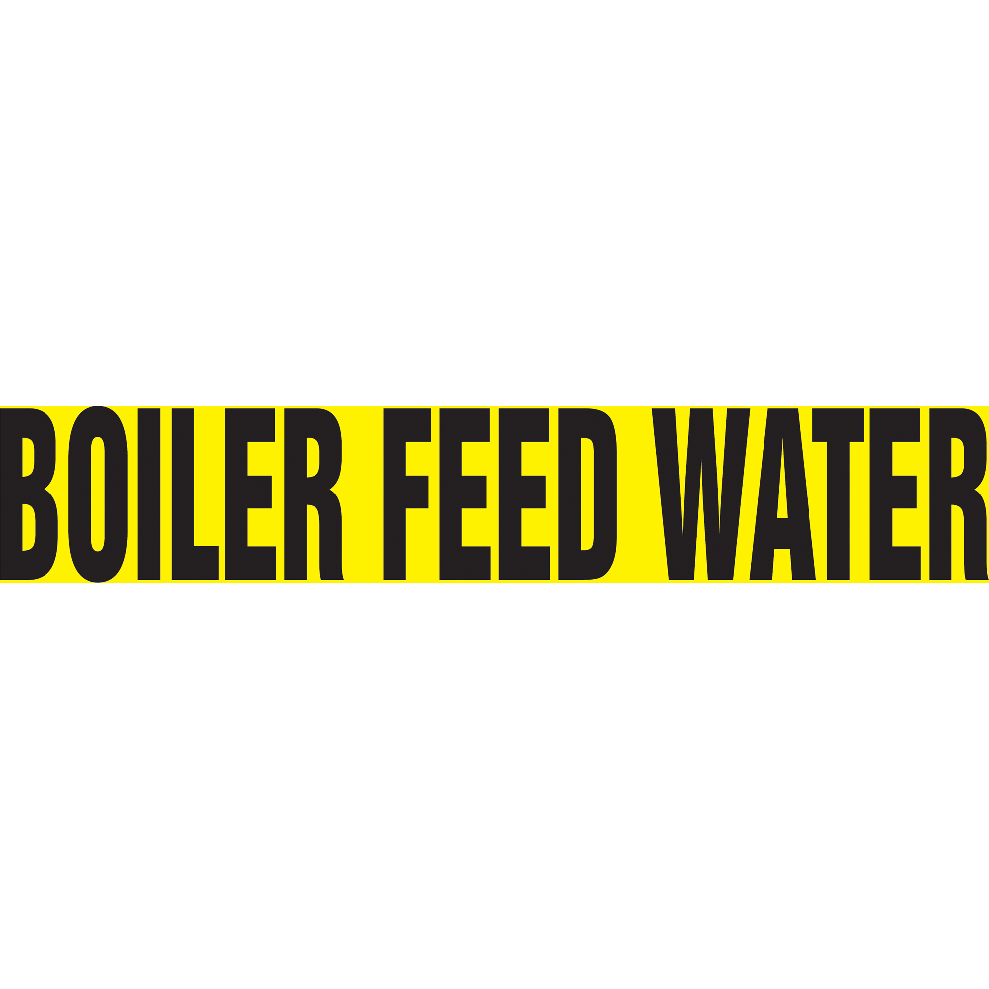 Marqueur de tuyau "Boiler Feed Water", Autocollant, 1-1/2" h x 8" la, Noir sur jaune