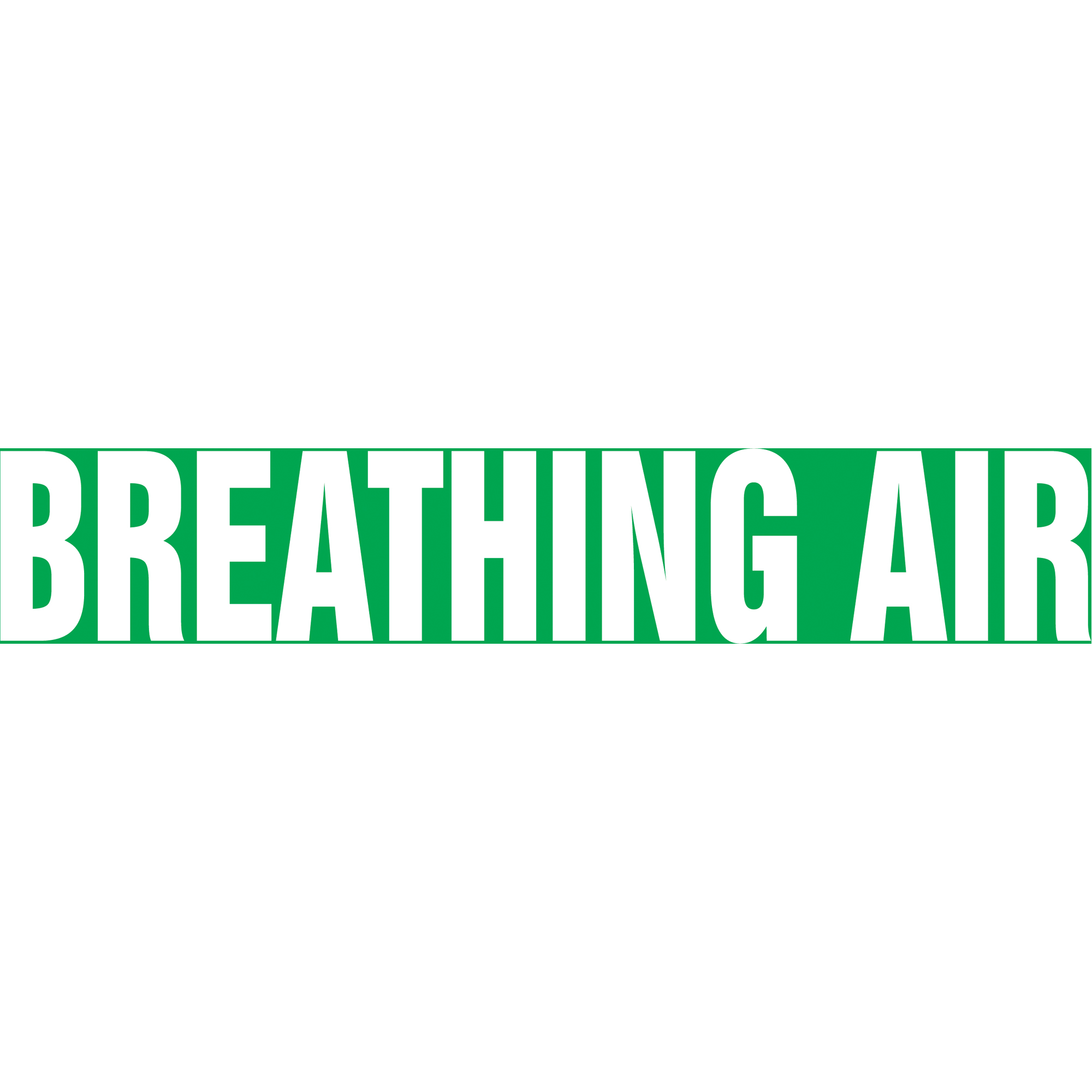 Marqueur de tuyau "Breathing Air", Autocollant, 1-1/2" h x 8" la, Blanc/vert