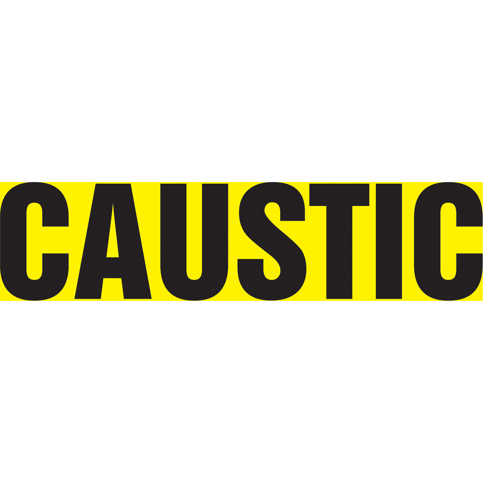 Marqueur de tuyau "Caustic", Autocollant, 1-1/2" h x 8" la, Noir sur jaune