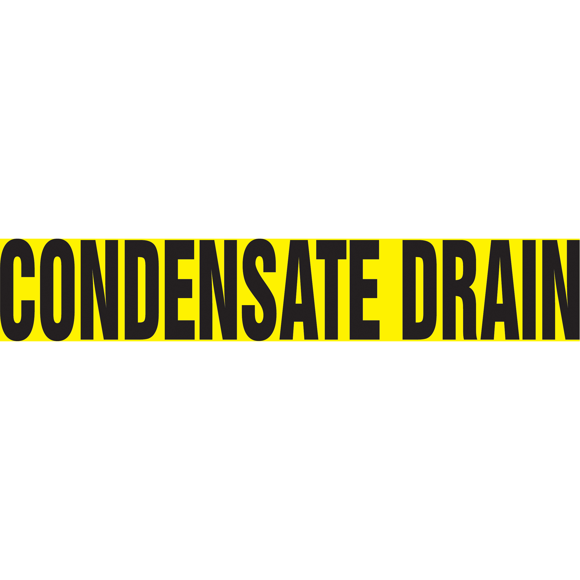 Marqueur de tuyau "Condensate Drain", Autocollant, 1" h x 8" la, Noir sur jaune