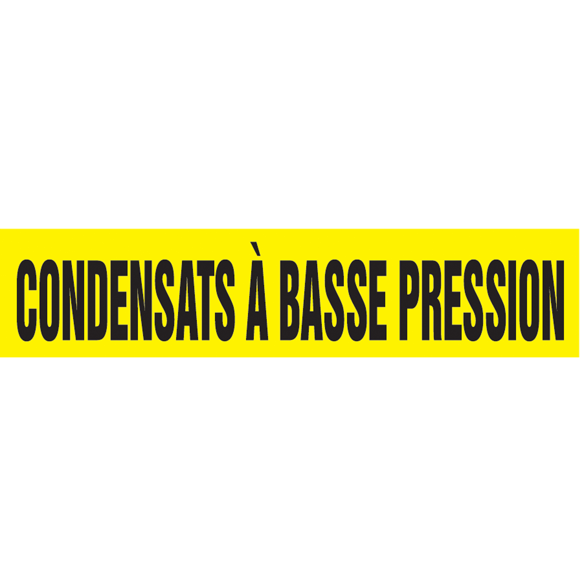 Marqueur de tuyau "Condensats À Basse Pression" Snap TiteMC, À pression, 14" h x 12" la, Noir sur jaune