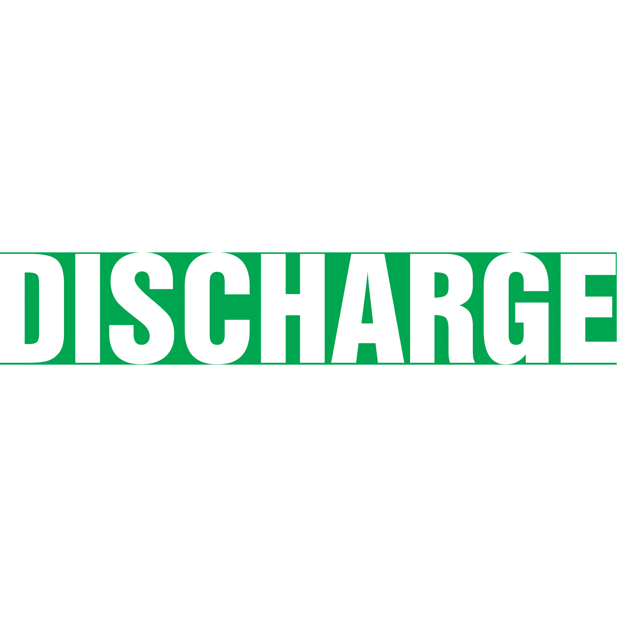 Marqueur de tuyau "Discharge", Autocollant, 1-1/2" h x 8" la, Blanc/vert