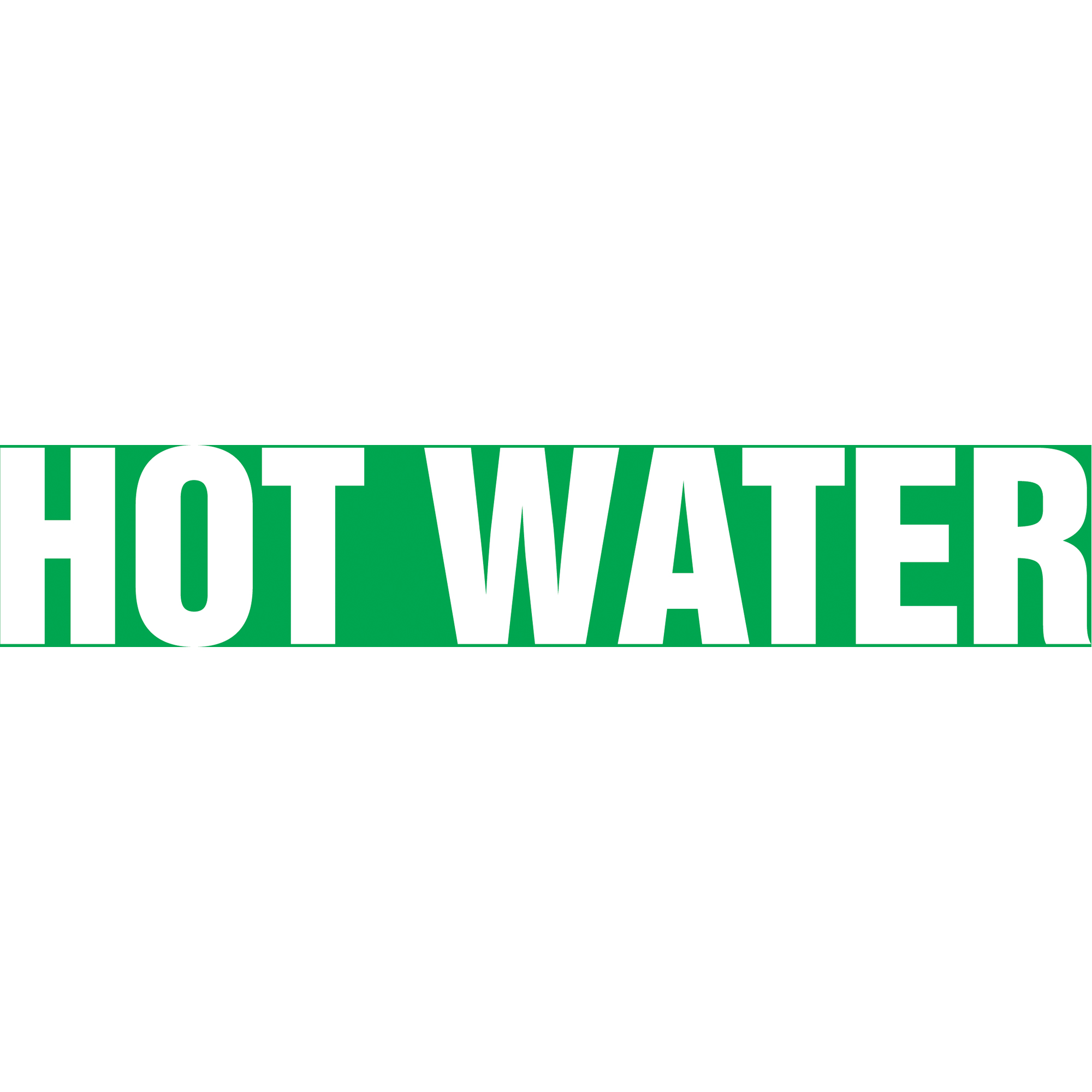 Marqueur de tuyau "Hot Water", Autocollant, 1-1/2" h x 8" la, Blanc/vert