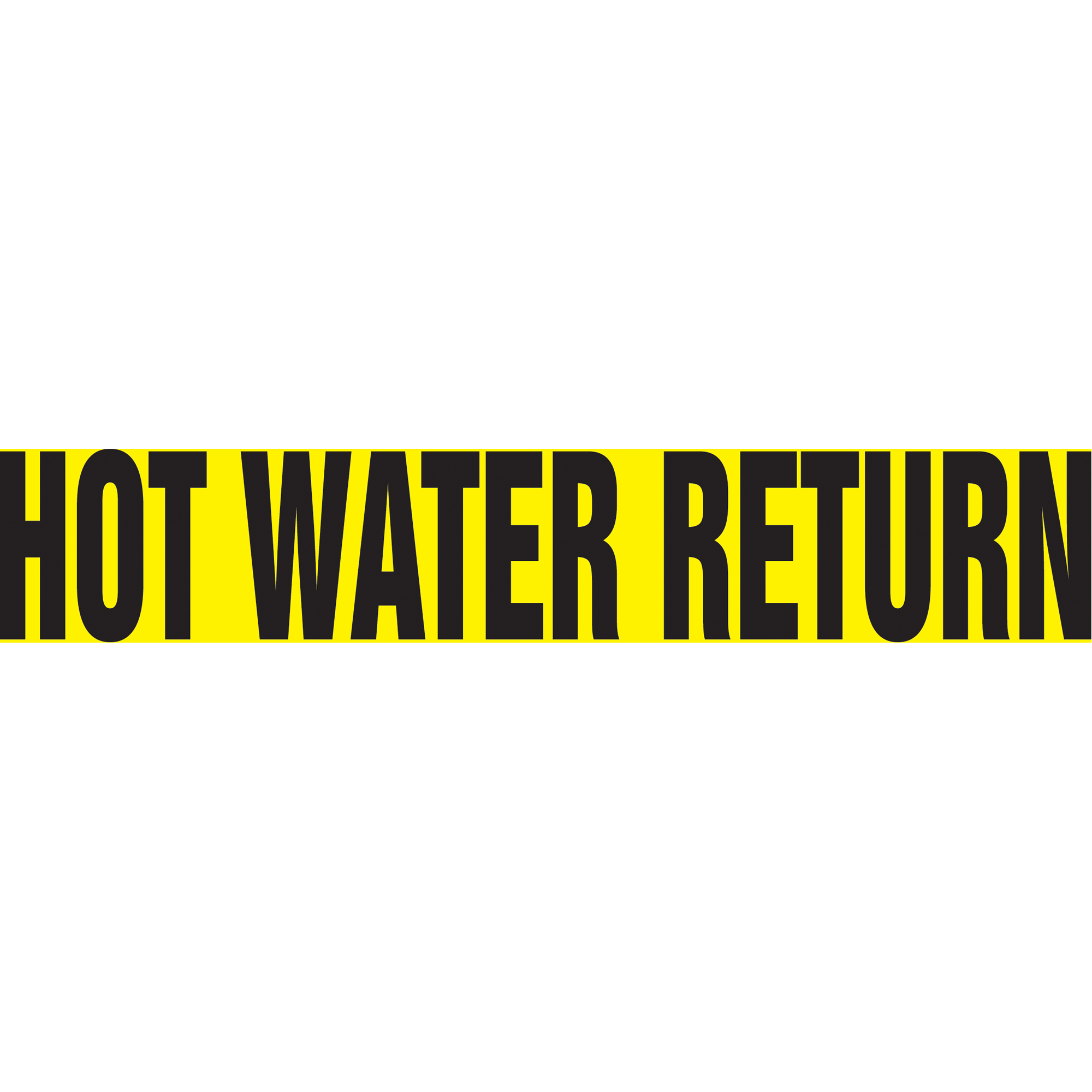 Marqueur de tuyau "Hot Water Return" Snap TiteMC, À pression, 14" h x 12" la, Noir sur jaune