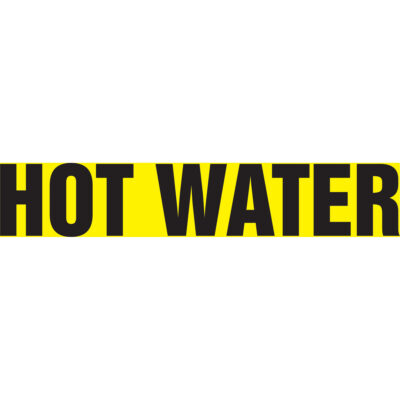 Marqueur de tuyau "Hot Water" Snap TiteMC, À pression, 6" h x 8" la, Noir sur jaune