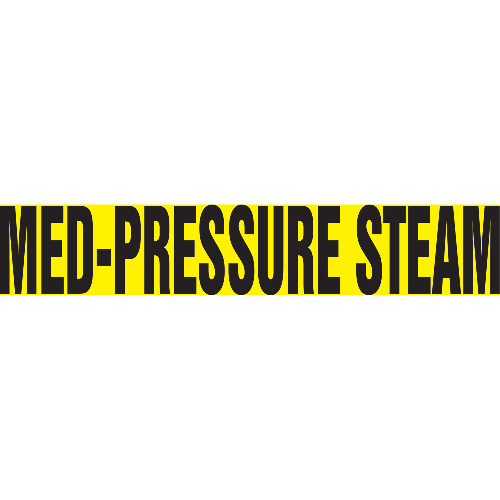 Marqueur de tuyau "Med-Pressure Steam", Autocollant, 1-1/2" h x 8" la, Noir sur jaune