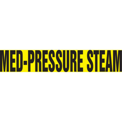 Marqueur de tuyau "Med-Presure Steam" Snap TiteMC, À pression, 14" h x 12" la, Noir sur jaune