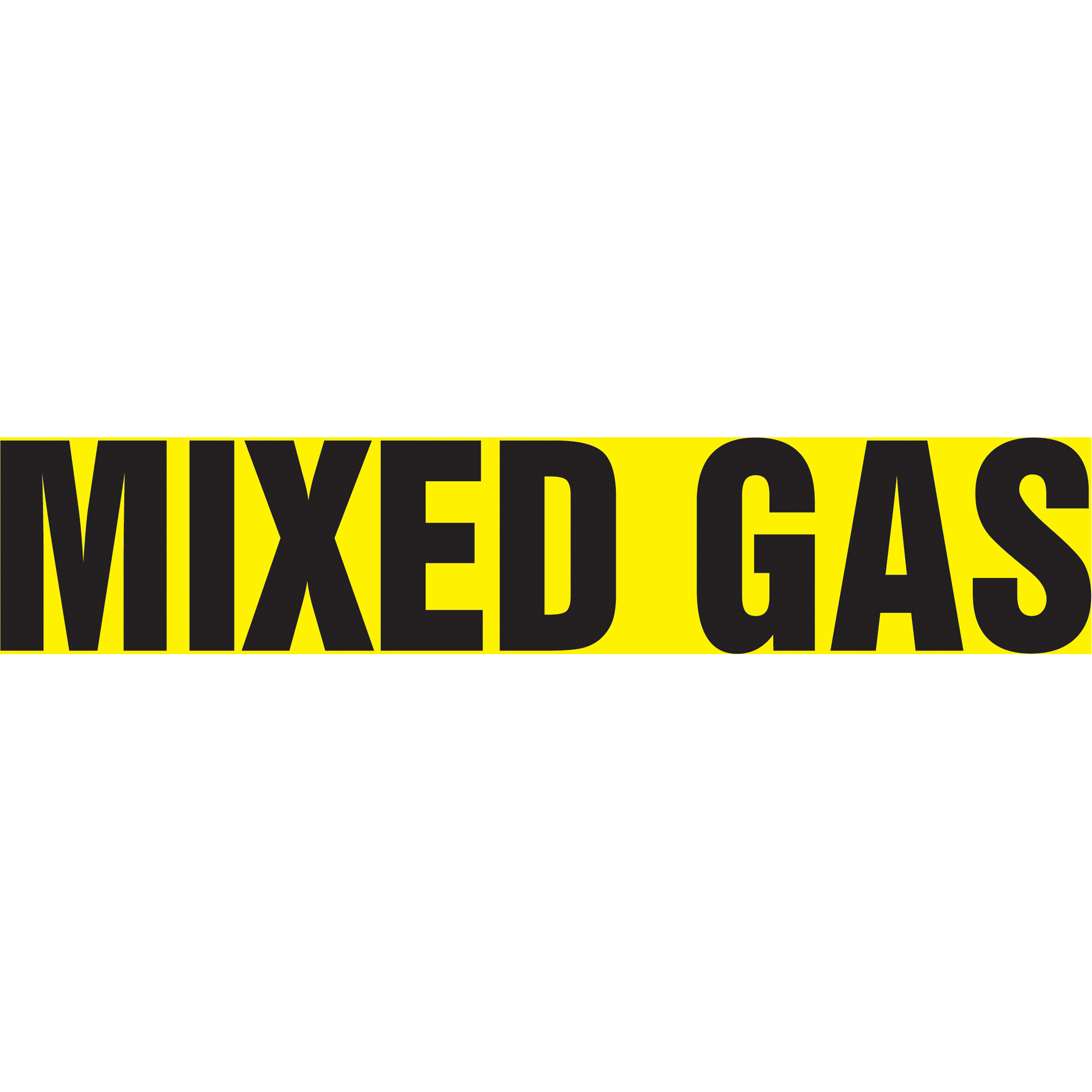 Marqueur de tuyau "Mixed Gas", Autocollant, 1-1/2" h x 8" la, Noir sur jaune