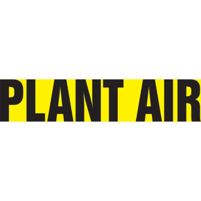 Marqueur de tuyau "Plant Air", Autocollant, 1-1/2" h x 8" la, Noir sur jaune