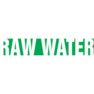 Marqueur de tuyau "Raw Water", Autocollant, 1-1/2" h x 8" la, Blanc/vert