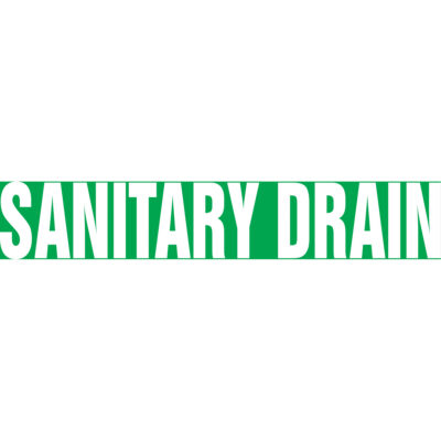 Marqueur de tuyau "Sanitary Drain" Snap TiteMC, À pression, 14" h x 12" la, Blanc/vert