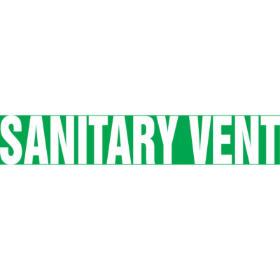 Marqueur de tuyau "Sanitary Vent" Snap TiteMC, À pression, 14" h x 12" la, Blanc/vert