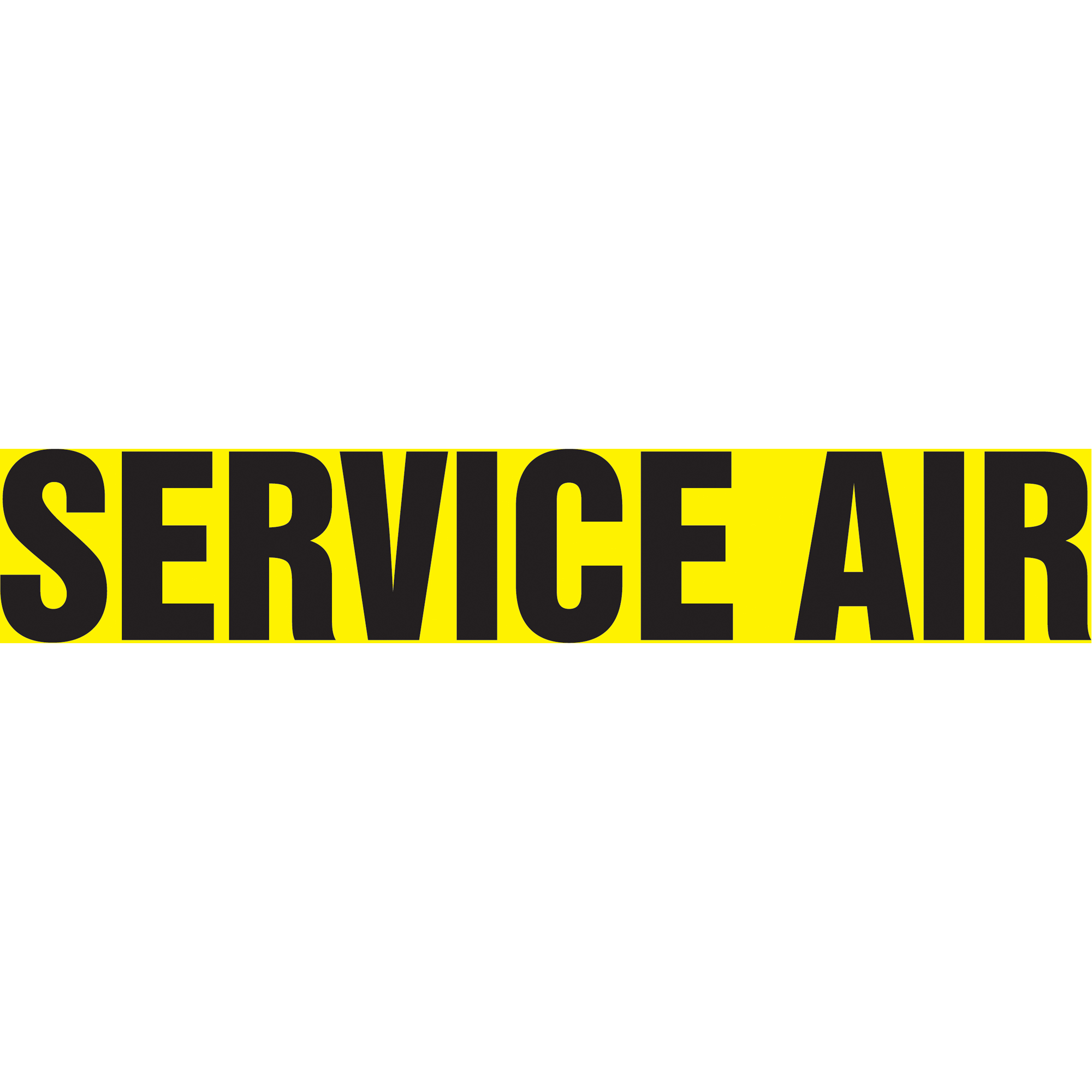 Marqueur de tuyau "Service Air", Autocollant, 1-1/2" h x 8" la, Noir sur jaune