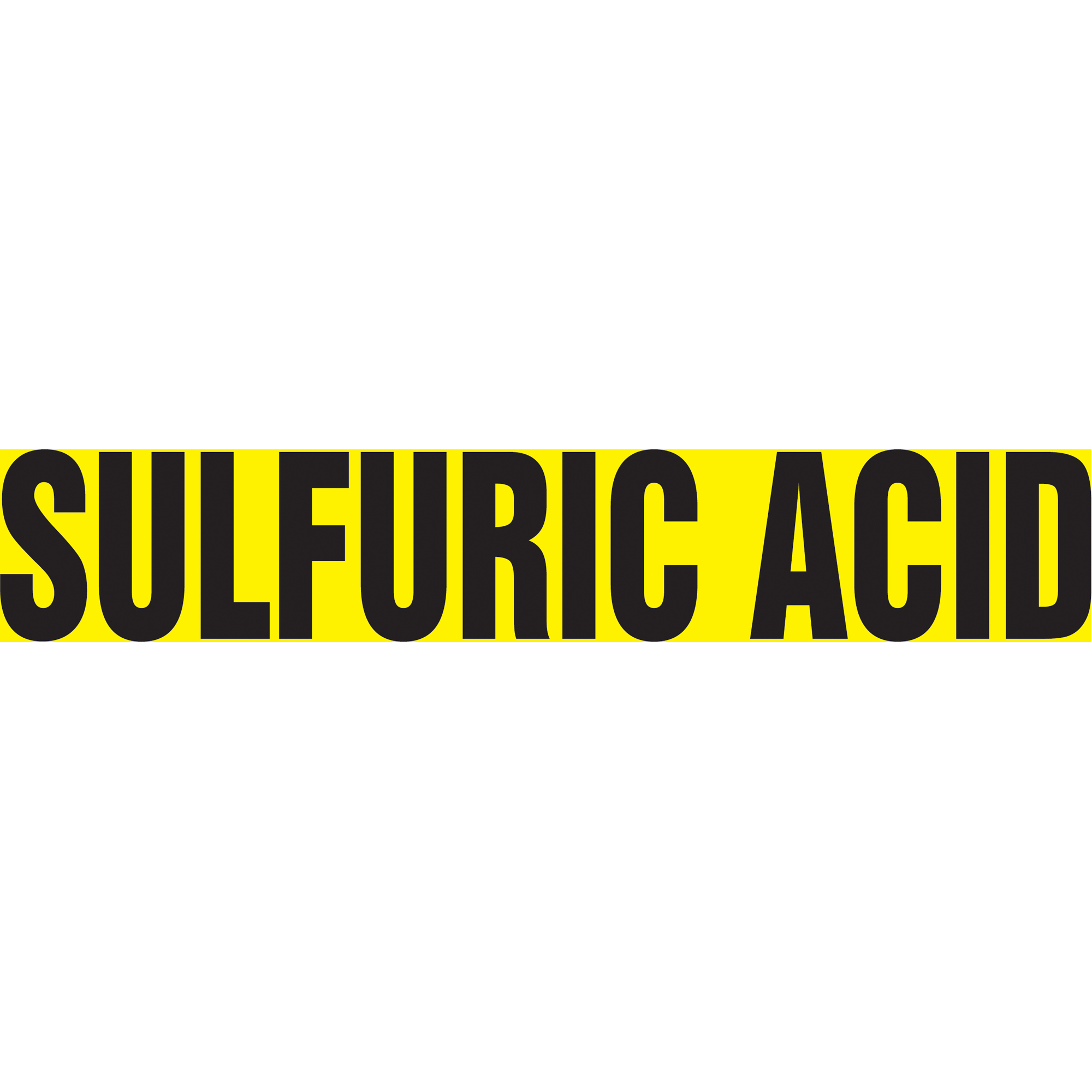 Marqueur de tuyau "Sulfuric Acid" Snap TiteMC, À pression, 6" h x 8" la, Noir sur jaune