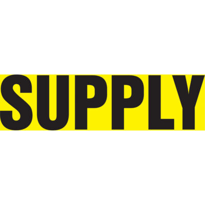 Marqueur de tuyau "Supply" Snap TiteMC, À pression, 14" h x 12" la, Noir sur jaune