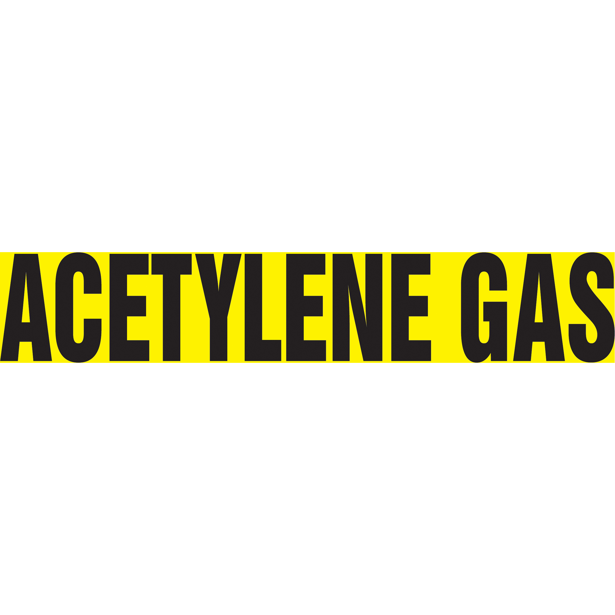 Marqueur de tuyau "Acetylene Gas", Autocollant, 1-1/2" h x 8" la, Noir sur jaune