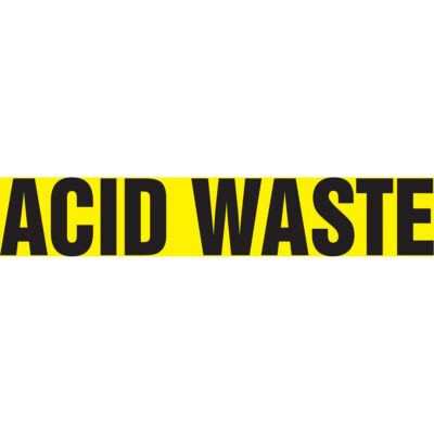 Marqueurs de tuyau "Acid Waste", Autocollant, 2-1/2" h x 12" la, Noir sur jaune