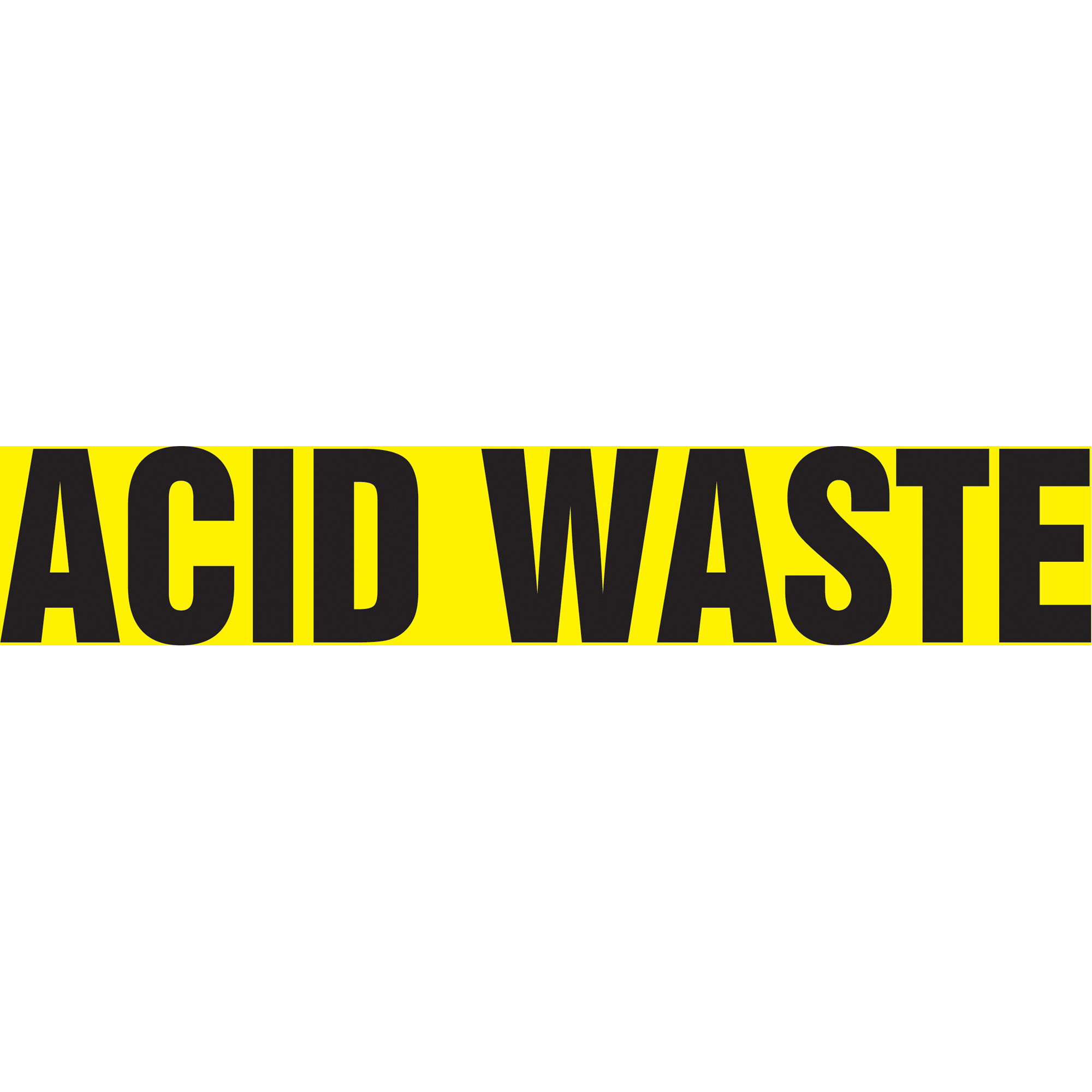 Marqueur de tuyau "Acid Waste", Autocollant, 1-1/2" h x 8" la, Noir sur jaune