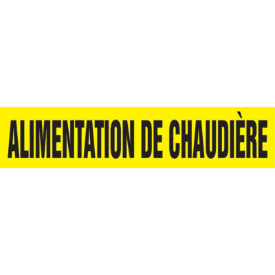 Marqueurs de tuyau "Alimentation de Chaudière", Autocollant, 2-1/2" h x 12" la, Noir sur jaune