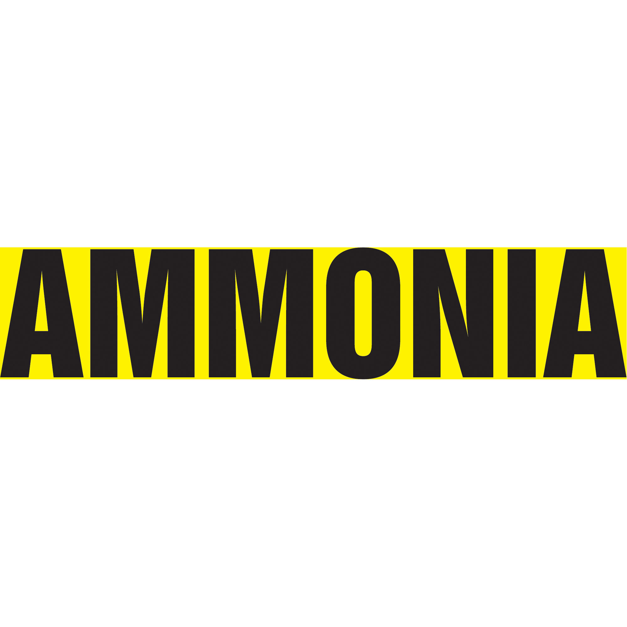 Marqueur de tuyau "Ammonia", Autocollant, 1-1/2" h x 8" la, Noir sur jaune