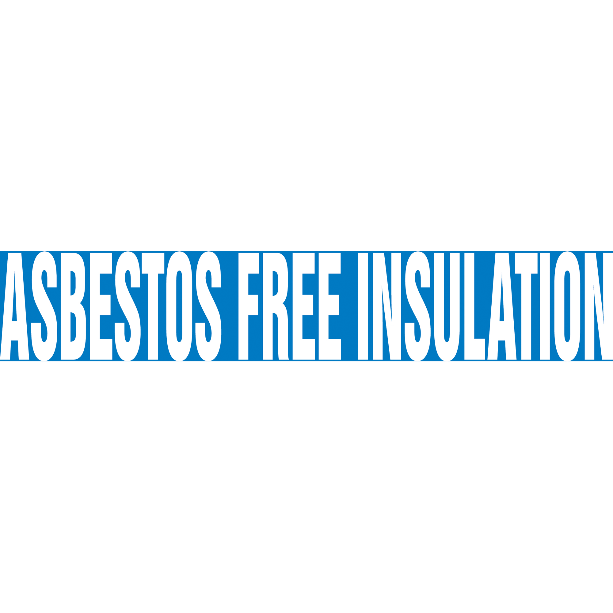 Marqueur de tuyau "Asbestos Free Insulation", Autocollant, 1" h x 8" la, Blanc/bleu