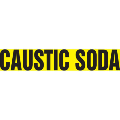 Marqueurs de tuyau "Caustic Soda", Autocollant, 2-1/2" h x 12" la, Noir sur jaune