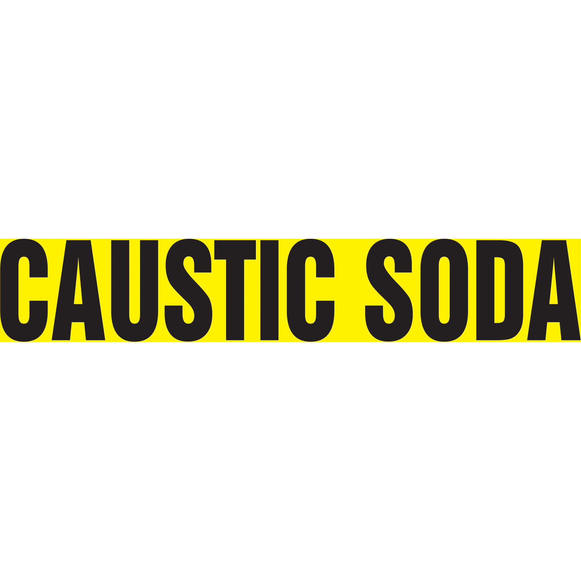 Marqueur de tuyau "Caustic Soda", Autocollant, 1-1/2" h x 8" la, Noir sur jaune