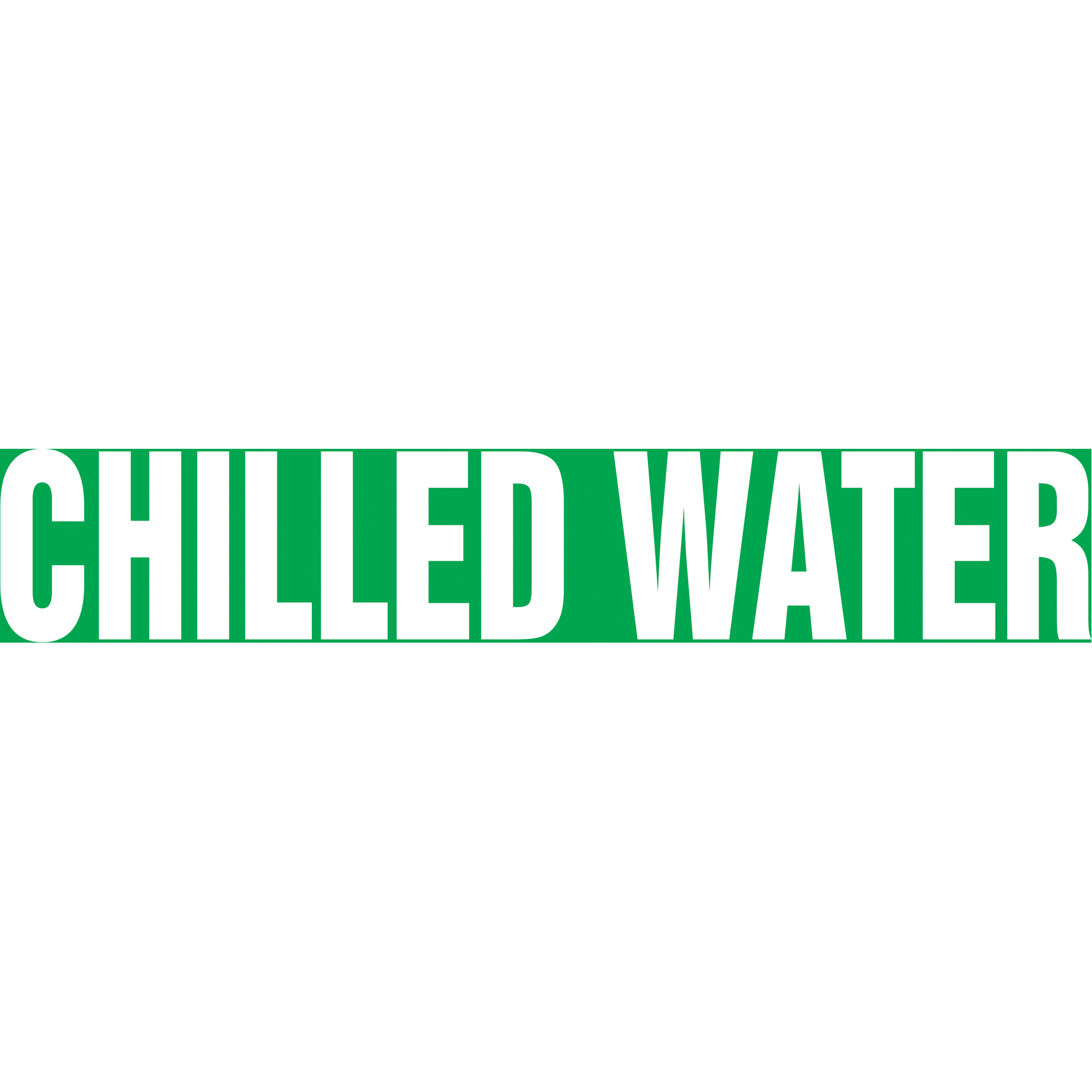 Marqueur de tuyau "Chilled Water", Autocollant, 1-1/2" h x 8" la, Blanc/vert