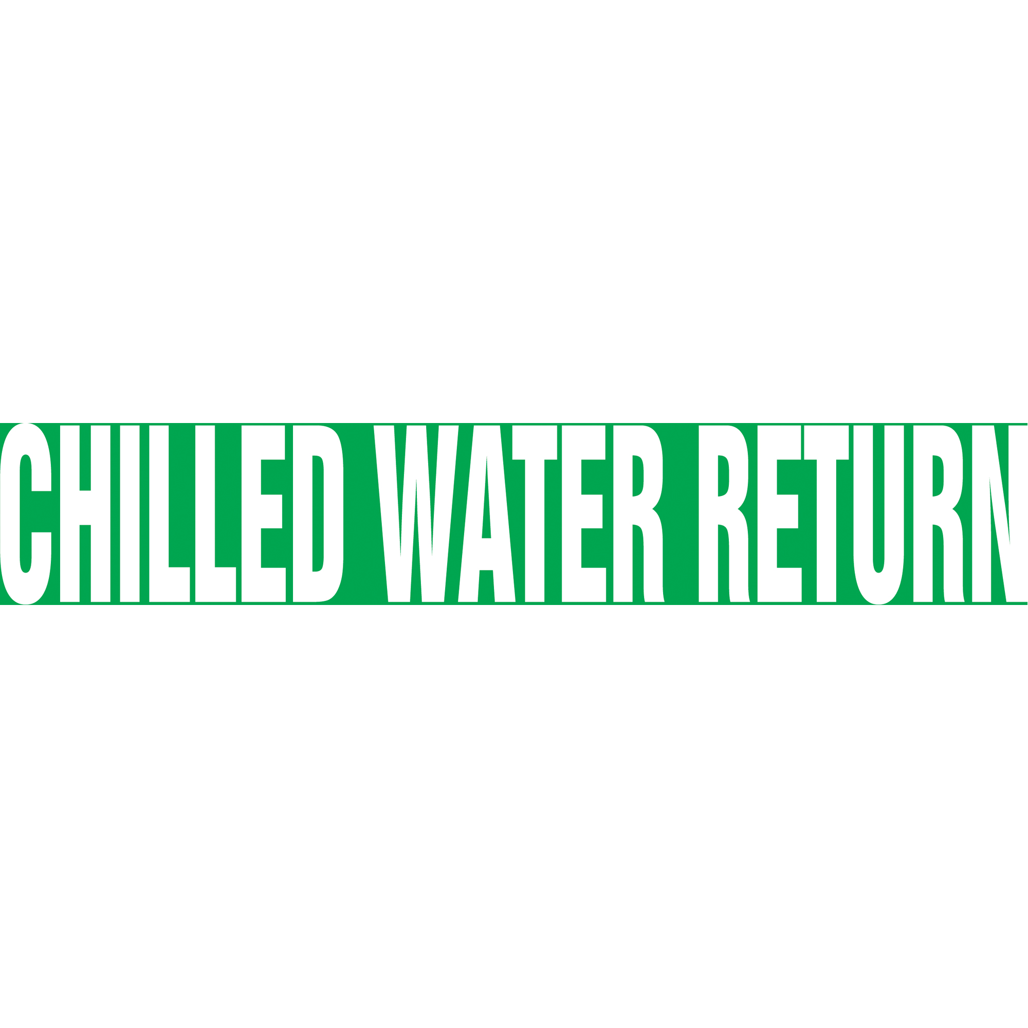 Marqueur de tuyau "Chilled Water Return", Autocollant, 1-1/2" h x 8" la, Blanc/vert