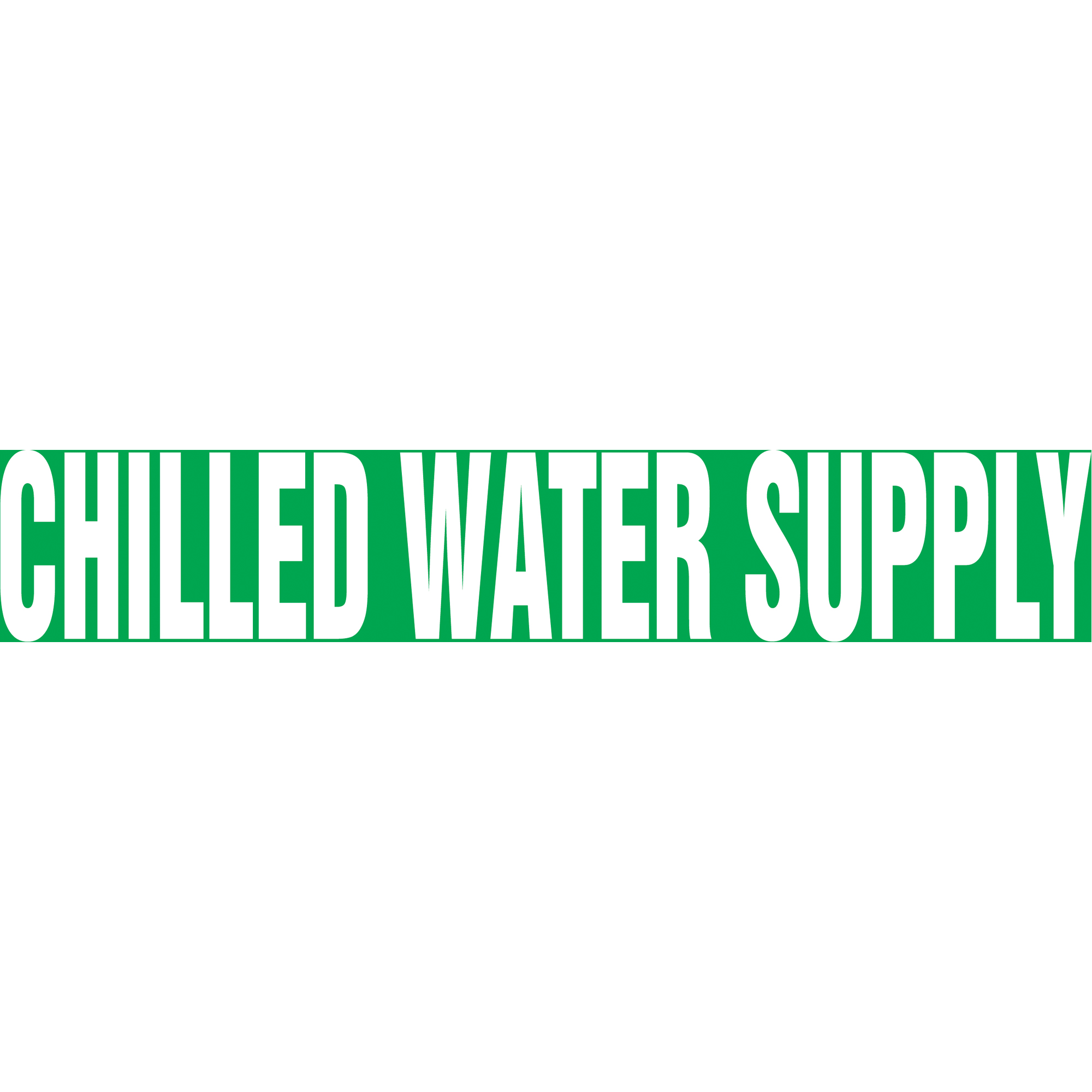 Marqueur de tuyau "Chilled Water Supply", Autocollant, 1-1/2" h x 8" la, Blanc/vert