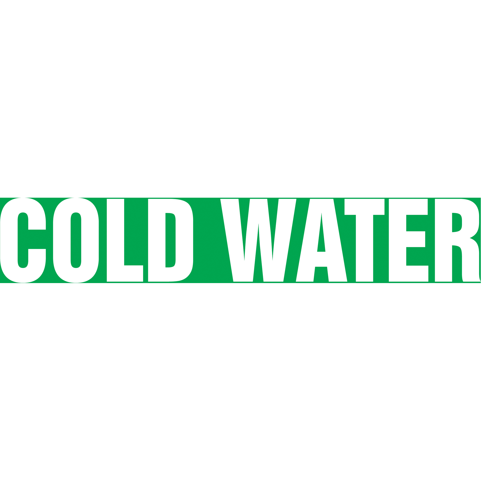 Marqueur de tuyau "Cold Water", Autocollant, 1-1/2" h x 8" la, Blanc/vert