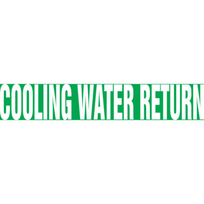 Marqueurs de tuyau "Cooling Water Return", Autocollant, 2-1/2" h x 12" la, Blanc/vert