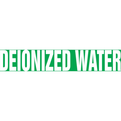 Marqueurs de tuyau "Deionized Water", Autocollant, 2-1/2" h x 12" la, Blanc/vert
