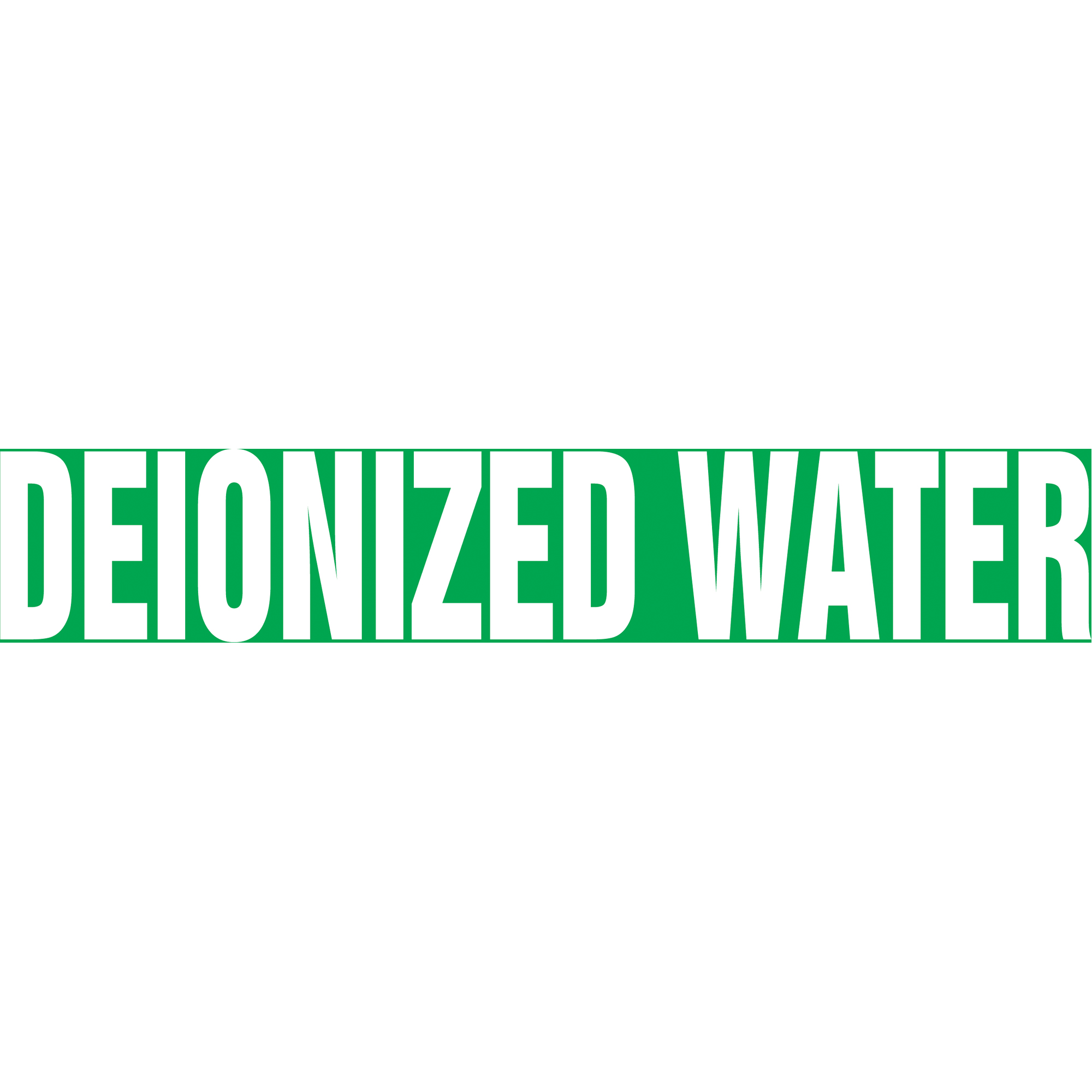 Marqueur de tuyau "Deionized Water", Autocollant, 1-1/2" h x 8" la, Blanc/vert