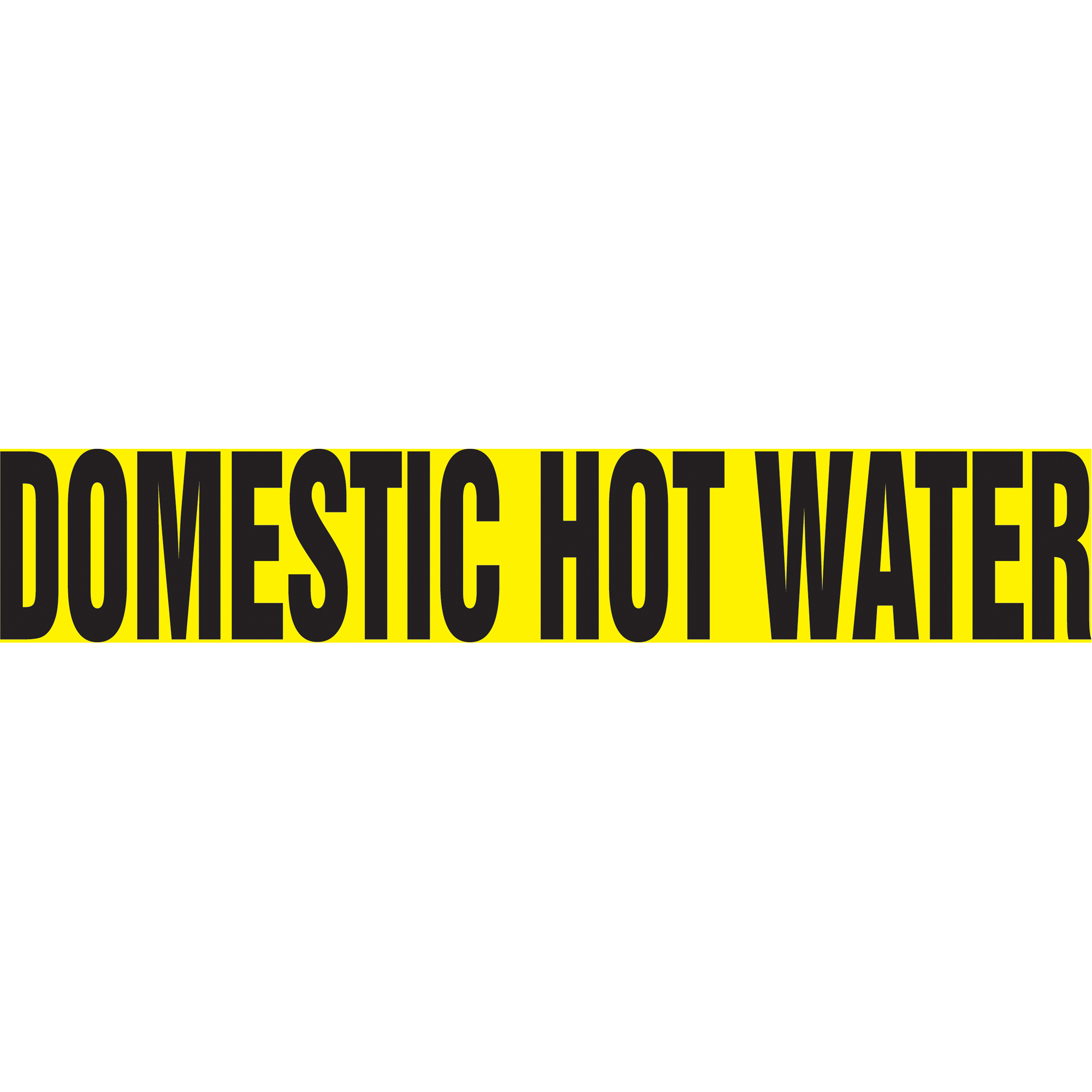 Marqueur de tuyau "Domestic Hot Water", Autocollant, 1-1/2" h x 8" la, Noir sur jaune