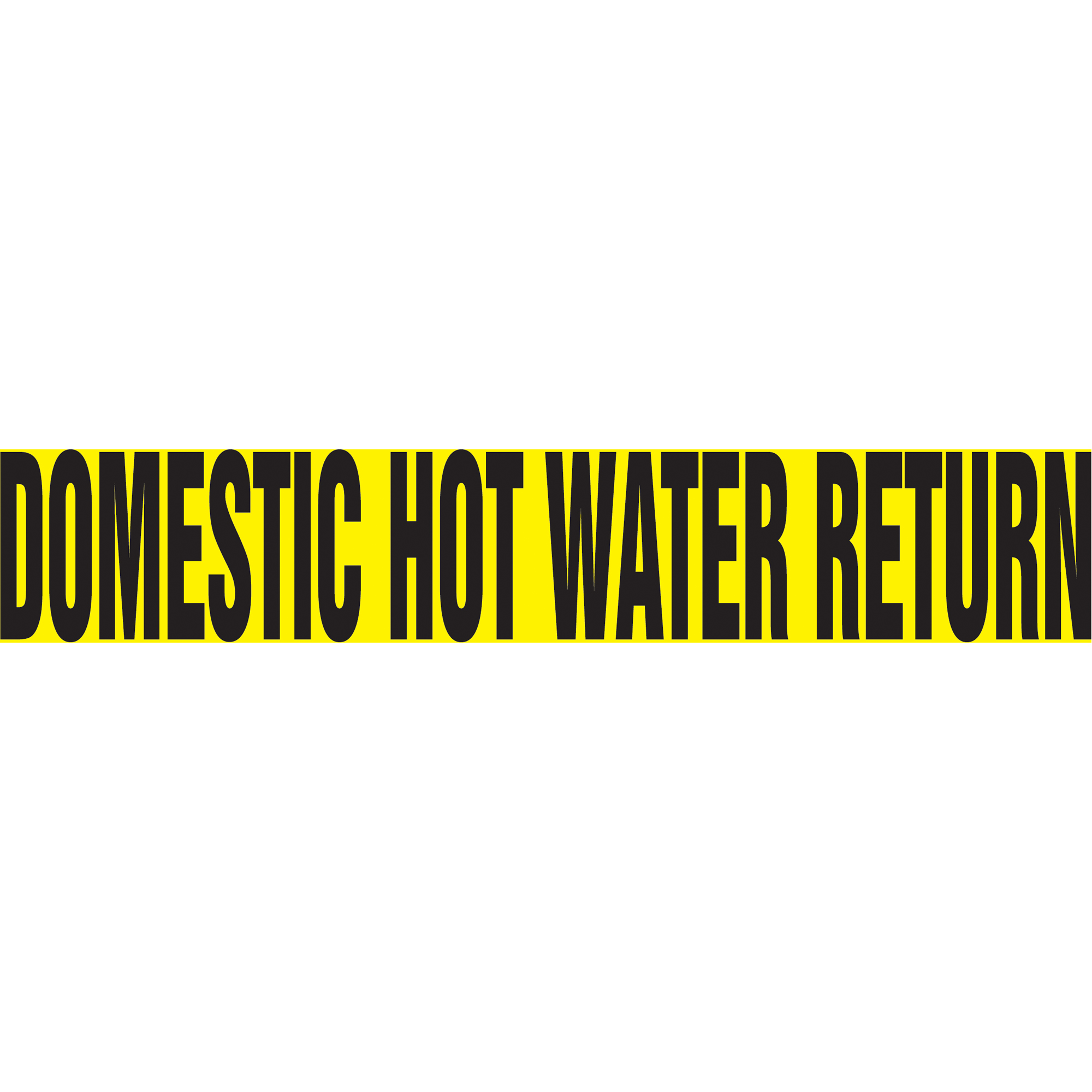 Marqueur de tuyau "Domestic Hot Water Return", Autocollant, 1-1/2" h x 8" la, Noir sur jaune