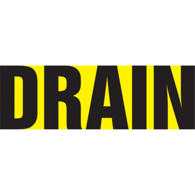 Marqueurs de tuyau "Drain", Autocollant, 2-1/2" h x 12" la, Noir sur jaune