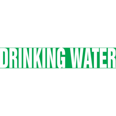 Marqueurs de tuyau "Drinking Water", Autocollant, 2-1/2" h x 12" la, Blanc/vert