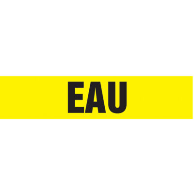 Marqueurs de tuyau "Eau", Autocollant, 2-1/2" h x 12" la, Noir sur jaune