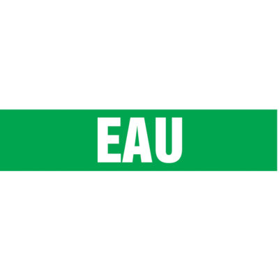 Marqueurs de tuyau "Eau", Autocollant, 4" h x 24" la, Blanc/vert