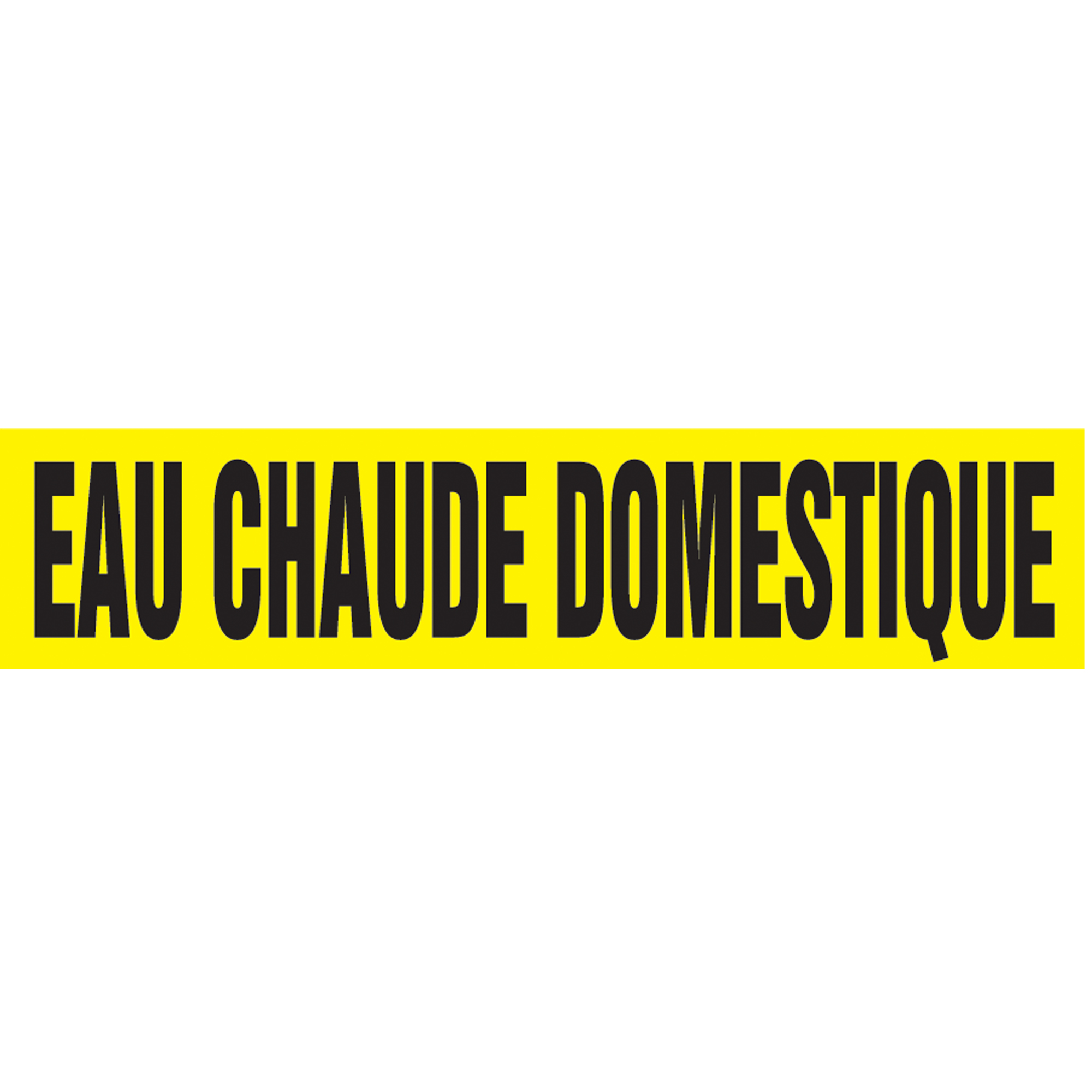 Marqueur de tuyau "Eau Chaude Domestique" Snap TiteMC, À pression, 14" h x 12" la, Noir sur jaune