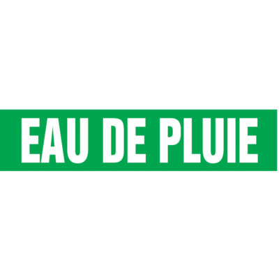 Marqueurs de tuyau "Eau de Pluie", Autocollant, 2-1/2" h x 12" la, Blanc/vert