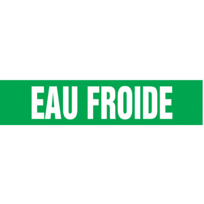 Marqueurs de tuyau "Eau Froide", Autocollant, 2-1/2" h x 12" la, Blanc/vert