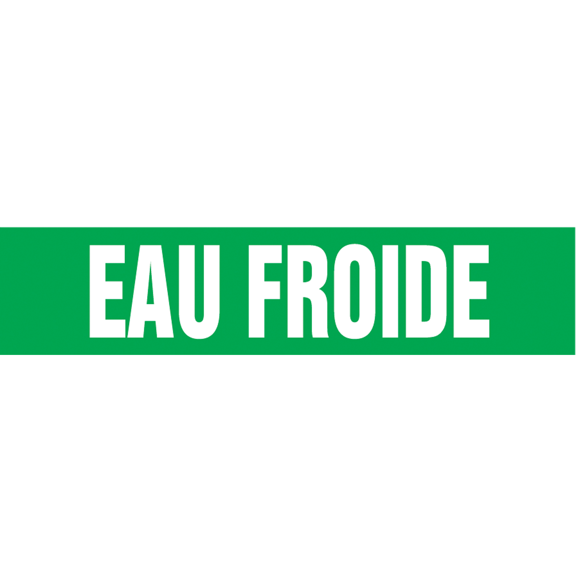 Marqueur de tuyau "Eau Froid", Autocollant, 1-1/2" h x 8" la, Blanc/vert