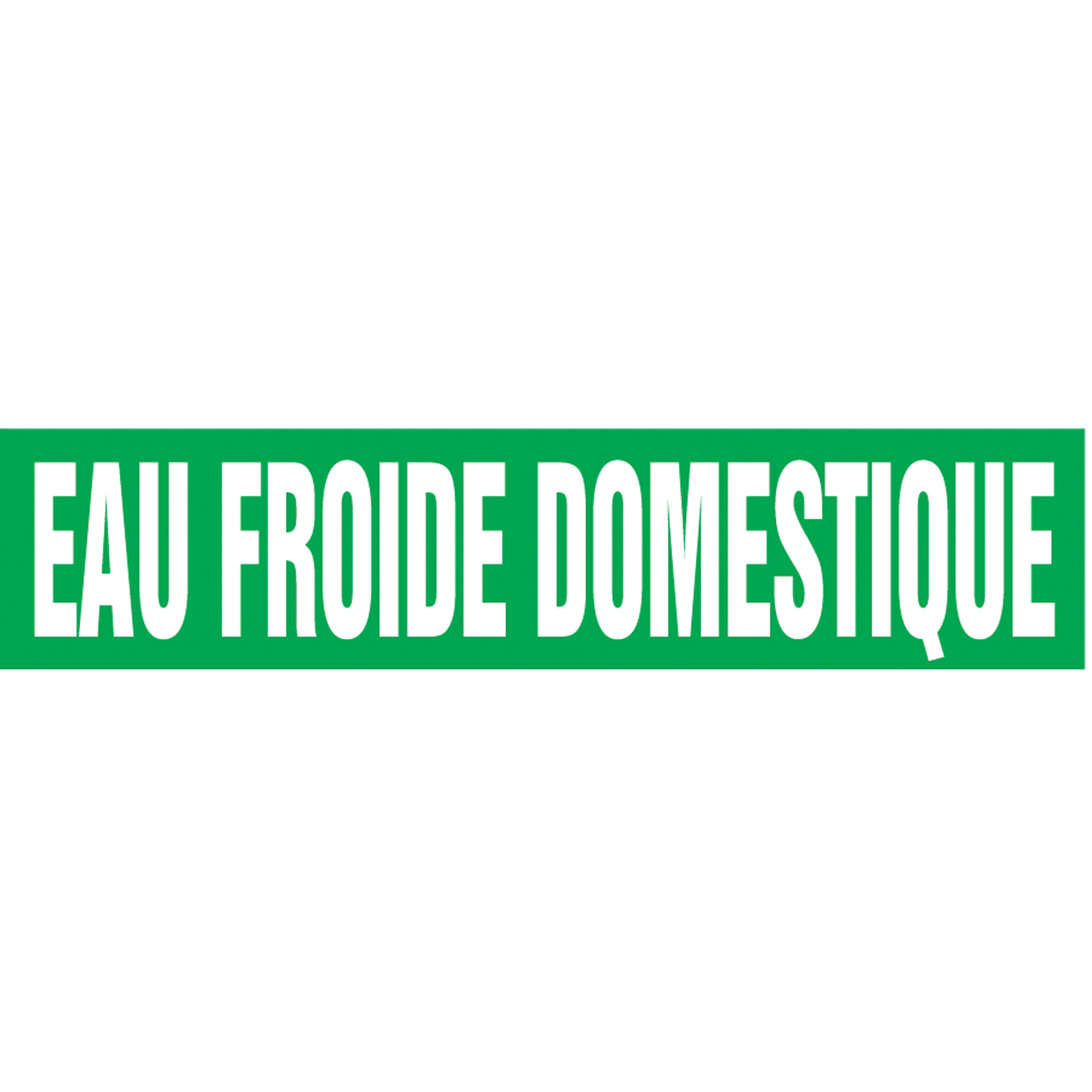 Marqueur de tuyau "Eau Froid Domestique", Autocollant, 1-1/2" h x 8" la, Blanc/vert