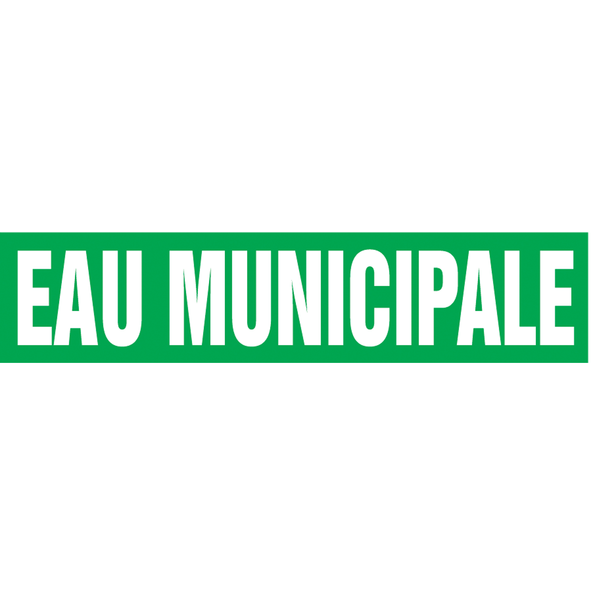 Marqueur de tuyau "Eau Municipale" Snap TiteMC, À pression, 14" h x 12" la, Blanc/vert