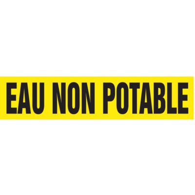 Marqueurs de tuyau "Eau Non Potable", Autocollant, 2-1/2" h x 12" la, Noir sur jaune