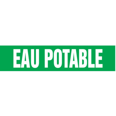 Marqueurs de tuyau "Eau Potable", Autocollant, 4" h x 24" la, Blanc/vert