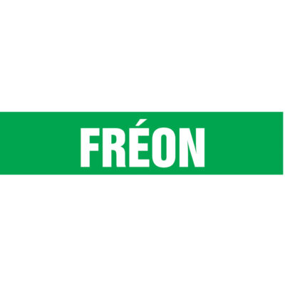 Marqueurs de tuyau "Fréon", Autocollant, 2-1/2" h x 12" la, Blanc/vert
