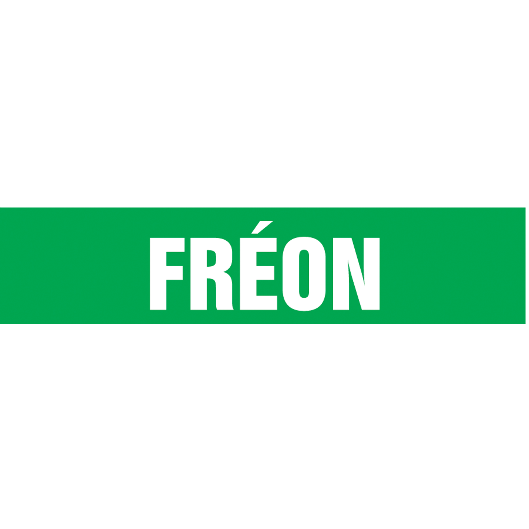 Marqueur de tuyau "Fréon", Autocollant, 4" h x 24" la, Blanc/vert